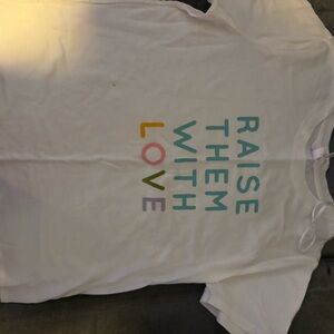White/cream Shirt with Colorful Text